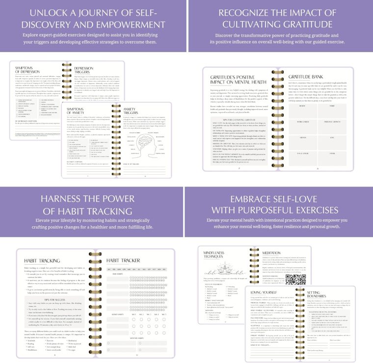 FINDING BALANCE A 100-DAY Mental Health Journal – Daily Journal with Prompts for Mindfulness, Self-Care & Healing – Anxiety & Depression Relief - Image 6