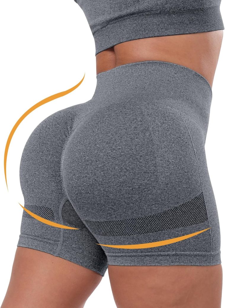 CHRLEISURE Women's 4 Packs Workout Gym Shorts, High Waisted Butt Lifting Scrunch Butt Seamless Booty Shorts - Image 2