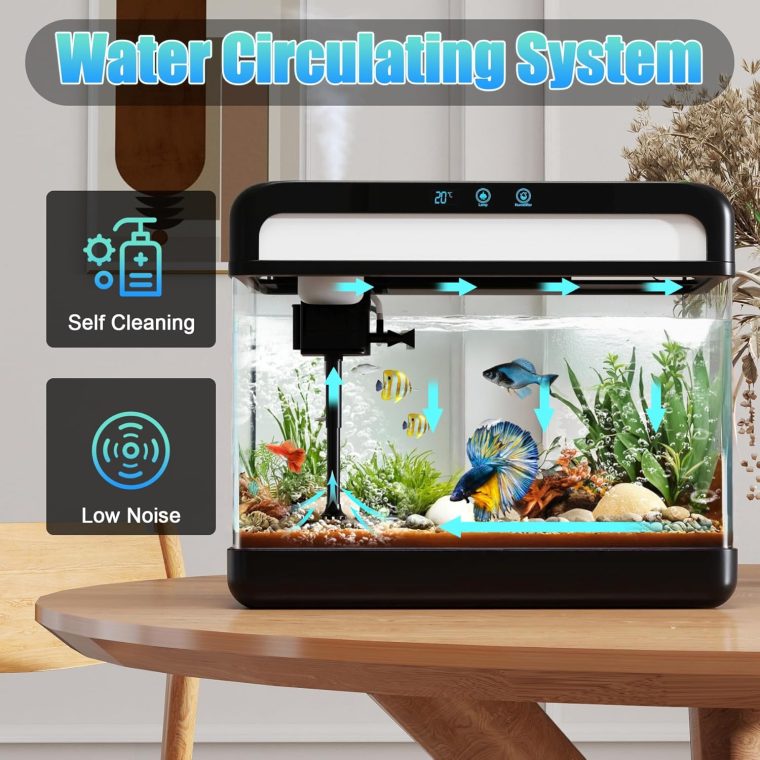 Fish Tank Aquarium 3 Gallon, Smart Aquarium Kits - Silent Water Pump,Self Cleaning System,7 Color Lights,Temperature Display, Aromatherapy, Advanced Filtration - Image 4