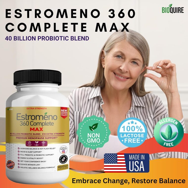 Estromeno 360 Complete Max, Premium Menopause Support Supplement, 40 Billion Probiotic Blend, 90 Capsules (1) - Image 7