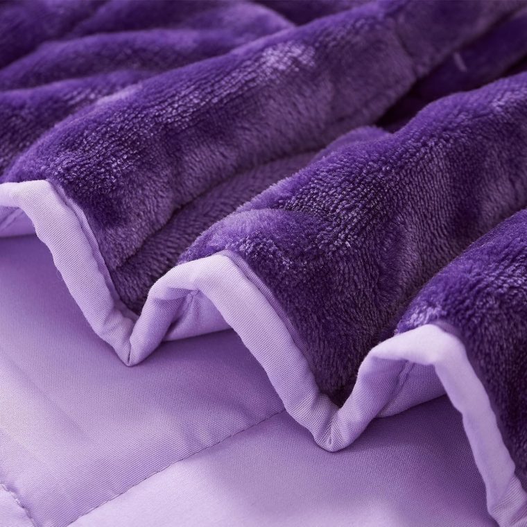 MOTRIP Weighted Blanket 10 Pounds Flannel, Soft Bed Blanket with Sanded Reversible, 48''x72'' 10lbs Purple - Image 7