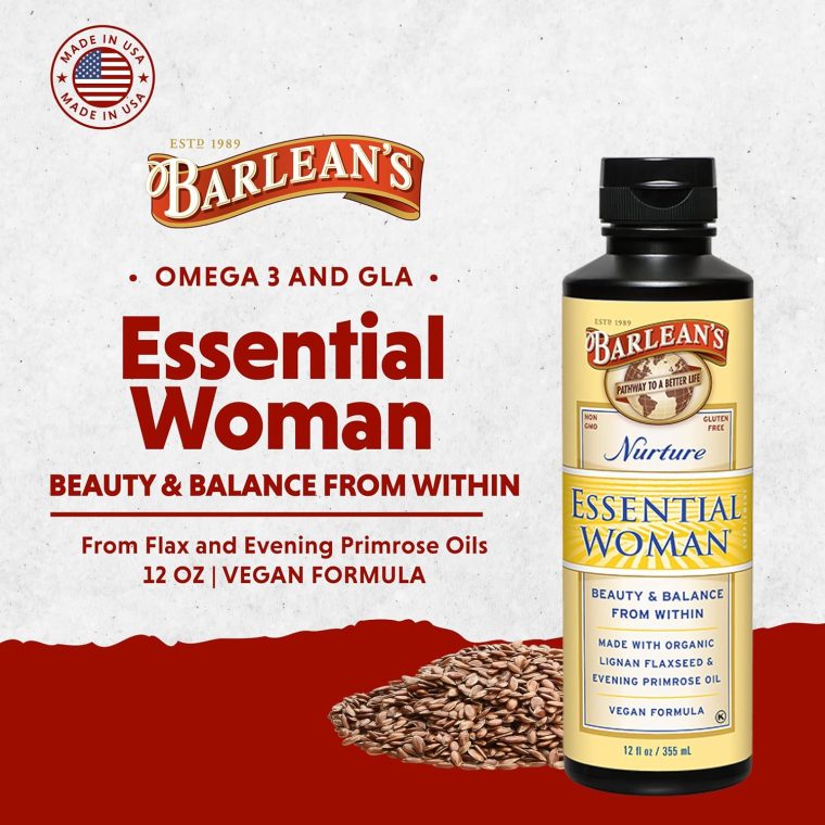 Barlean's Essential Woman Liquid Supplement for Women, Organic Flaxseed and Evening Primrose Oil for Healthy Hair, Nails and Skin, Omega 3 6 9 and GLA, 12 oz - Image 2