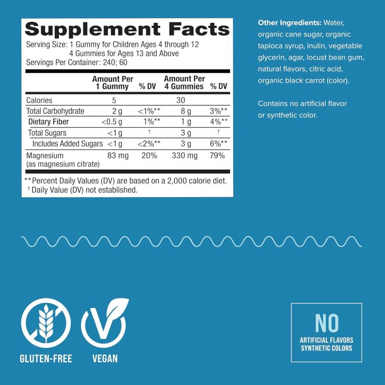 Natural Vitality Calm, Magnesium Citrate Supplement, Stress Relief Gummies, Supports a Healthy Response to Stress, Gluten Free, Vegan, Raspberry Lemon, 240 Gummies (Packaging May Vary) - Image 3