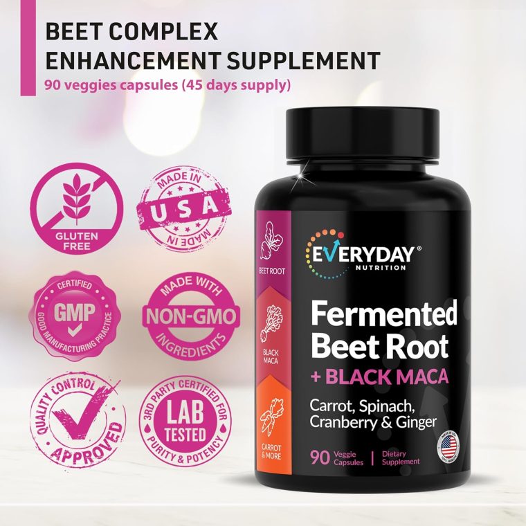 Organic Fermented Beet Root, Black Maca, Carrot, Spinach, Cranberry, Ginger |Enhanced Overall Health for Women & Men | Made in USA | 90 Veggie Capsules - Image 4