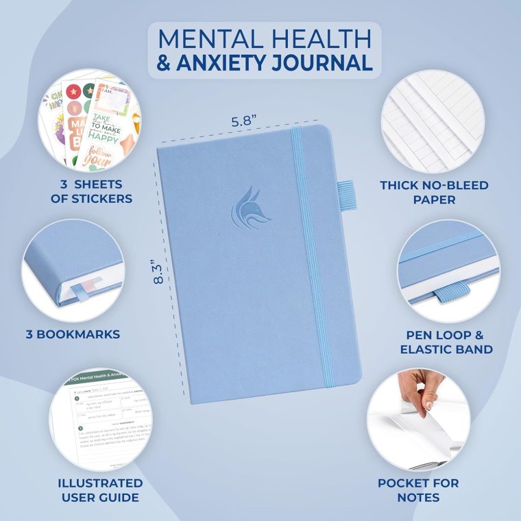 Clever Fox Mental Health & Anxiety Journal – Guided CBT Journal with Prompts for Self Help & Stress Relief – Mood & Emotion Tracker (Periwinkle) - Image 2