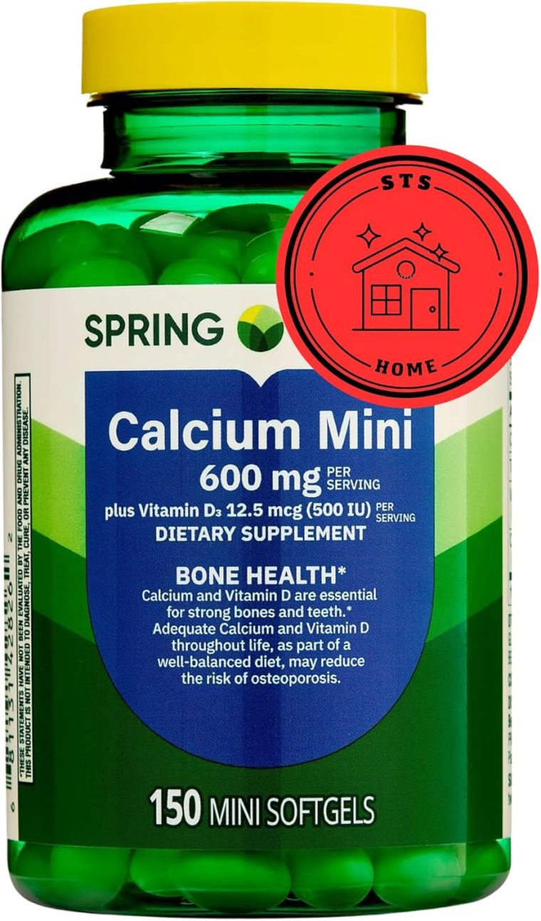 Spring Valley Calcium Plus Vitamin D3 150 Mini Softgels | Calcium Supplement | CaIcium mini softgels | CaIcium 600 mg with Vitamin d3 | 150 Mini Softgels + STS Sticker