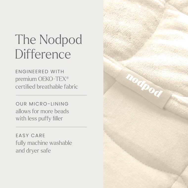 nodpod Body 6.5lb Compact Weighted Blanket I Perfect for Relaxation, Lounging, Napping, Sleeping & Travel I Glass Bead Filled, Machine Washable I Bone I (29" x 24") - Image 6