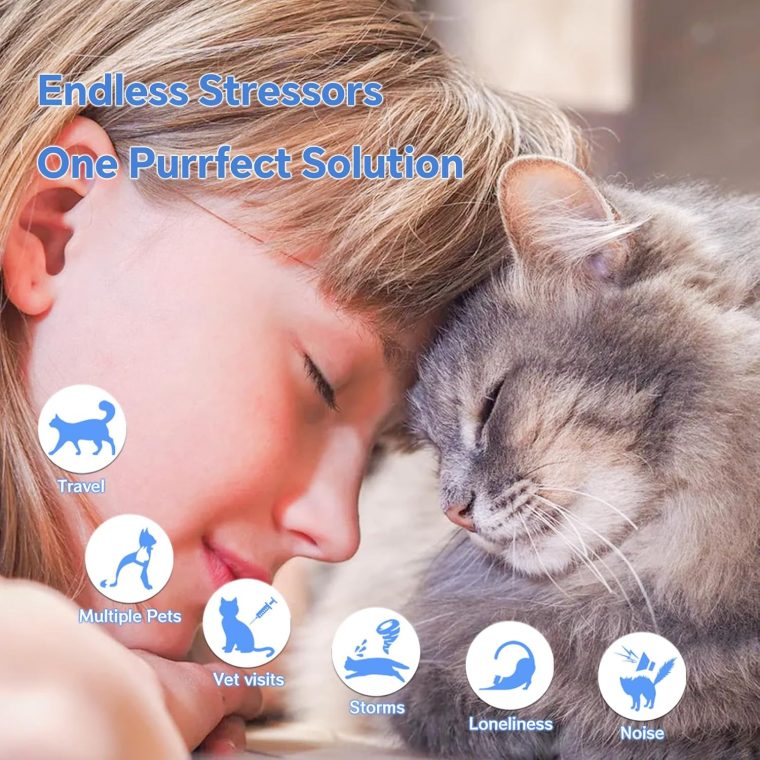 Calming Collar for Cats - 5 Pack, 150-Day Cat Calming Collar, Stress Relief & Anxiety Control for Cats, Calm Collars Cat (3 Blue & 2 Gray) - Image 3