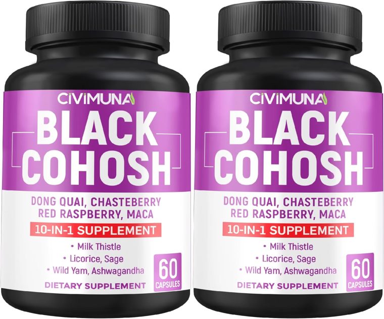 Black Cohosh Capsules with Black Cohosh, Dong Quai, Chasteberry and More - 120 Capsules for 4 Months Supply (Pack of 2)