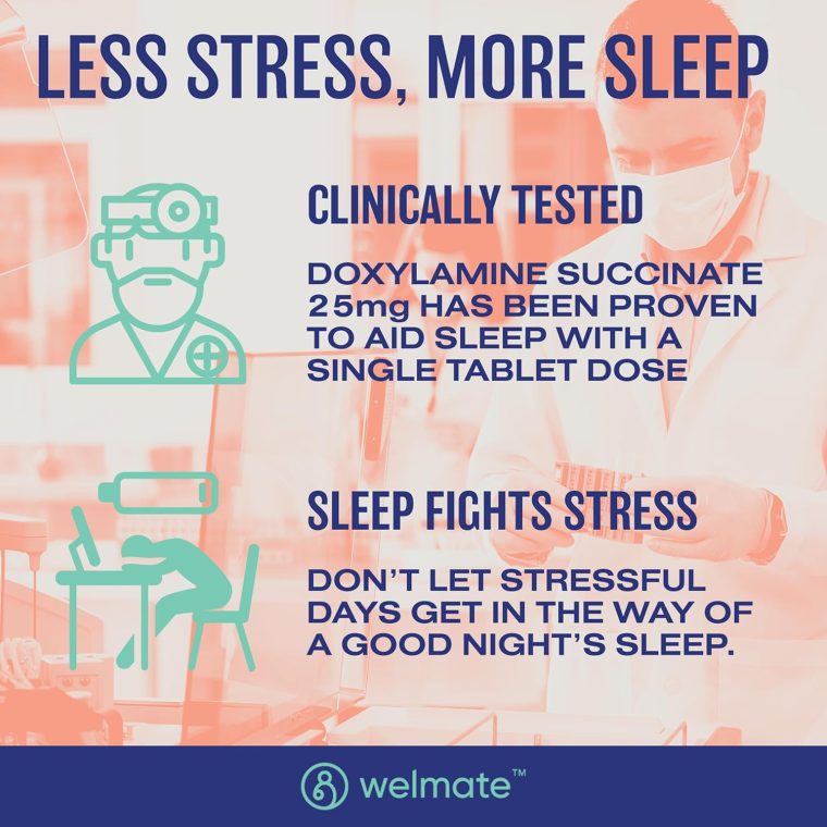 WELMATE | Nighttime Sleep Aid | Doxylamine Succinate 25 mg | for Adults & Children 12+ | 200 Tablets - Image 4