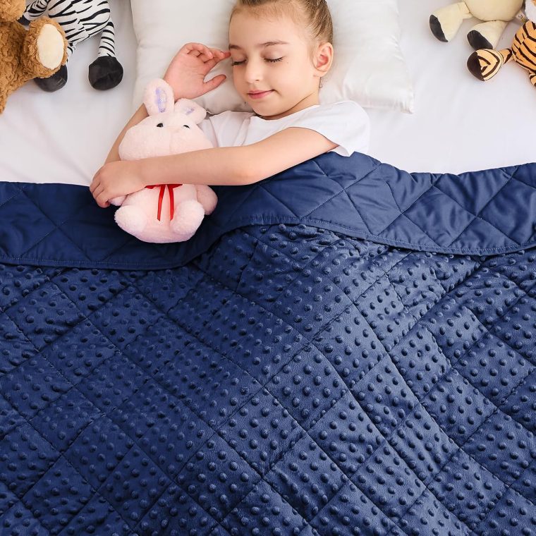 yescool Weighted Blankets Kid 5 Pounds Blanket for Boys Washable Heavy Blankets Microfiber Children Weighted Throw Blanket Winter Weighted Comforter for 5+Years, 36 * 48in, Blue - Image 2