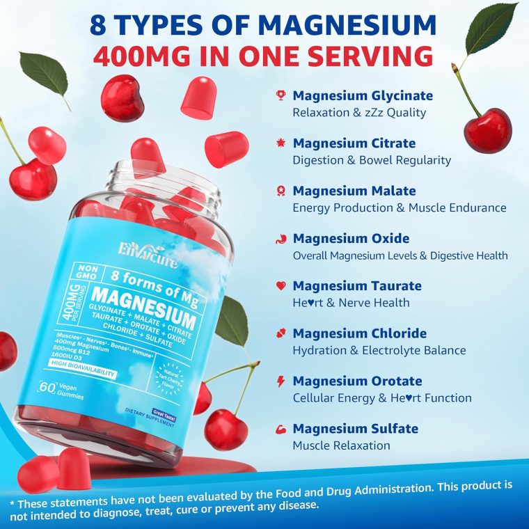 Magnesium Gummies 400mg | as 8 Forms of Magnesium Glycinate, Malate, Citrate, Taurate, Oxide, and More | with Ashwagandha Extract, D3 & B12 Supports for Calm, Zzz, Mood, Muscle Cramp - Vegan 120 Cts - Image 3