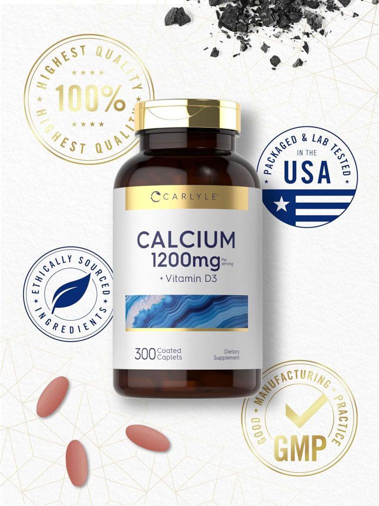 Carlyle Calcium 1200mg with Vitamin D3 | 300 Caplets | Non-GMO, Gluten Free, and Vegetarian - Image 6