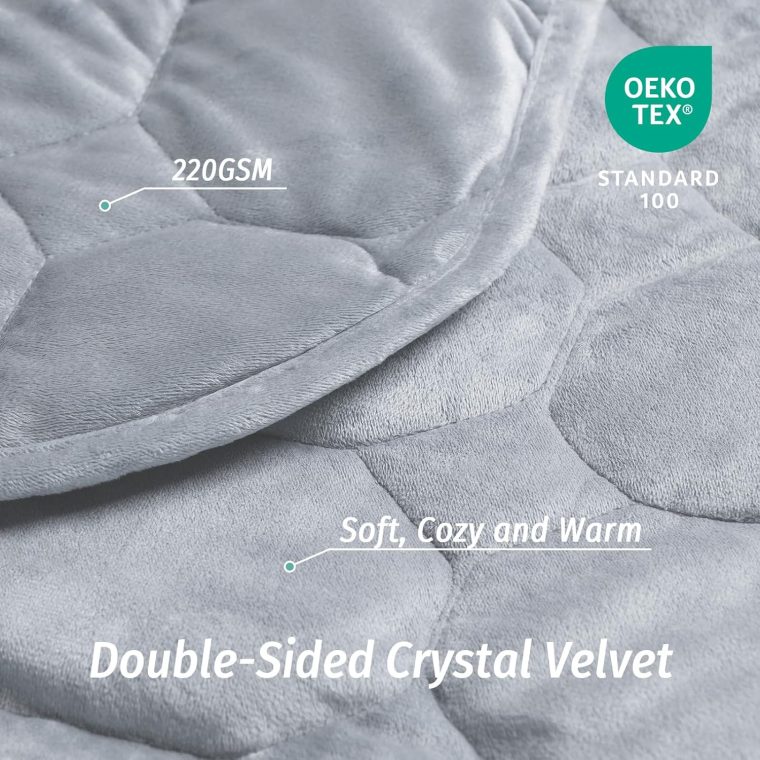 Wemore Weighted Lap Blanket 7lbs for Adults, Small Weighted Blanket for Travel, Calming, Relaxing, Napping and Sleeping, All-Season Weighted Lap Pad, Machine Washable, Light Grey 24x29 inches - Image 5