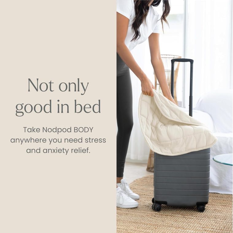 nodpod Body 6.5lb Compact Weighted Blanket I Perfect for Relaxation, Lounging, Napping, Sleeping & Travel I Glass Bead Filled, Machine Washable I Bone I (29" x 24") - Image 7