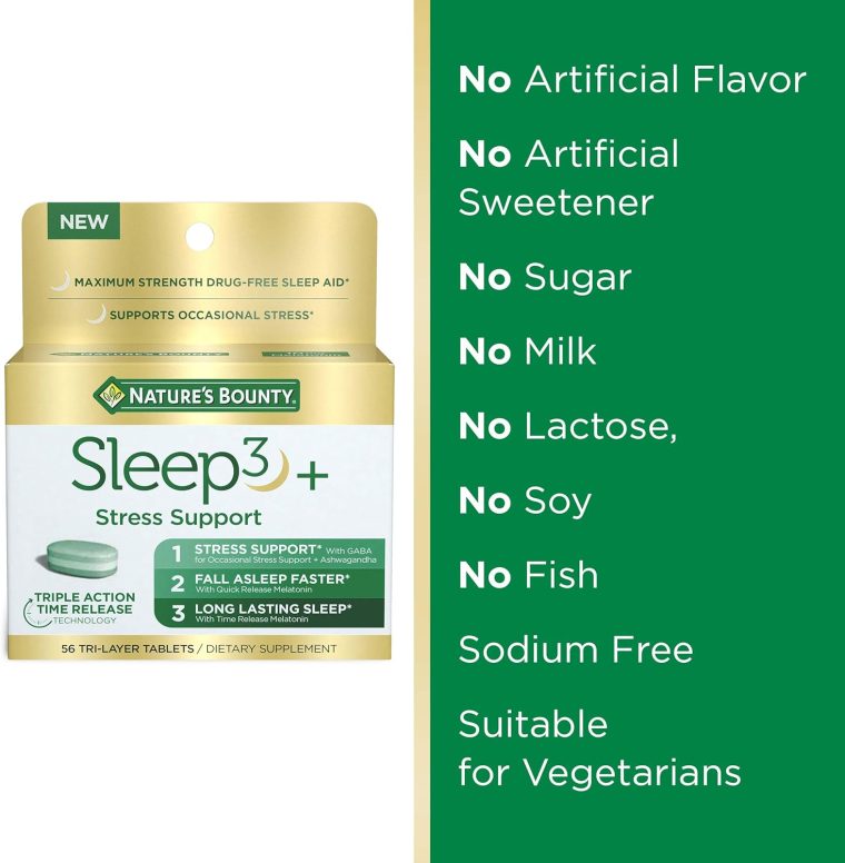 Nature's Bounty Stress Support Melatonin by Sleep3, 10mg, Tri-Layered Tablets, 56 Count - Image 4