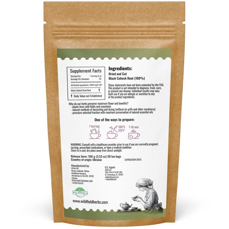 50 bags Black Cohosh Tea Black Cohosh Root Herbal Tea (Actaea racemosa) - 50 Count 2 g Tea Bags Herb Tea Cohosh - Image 6