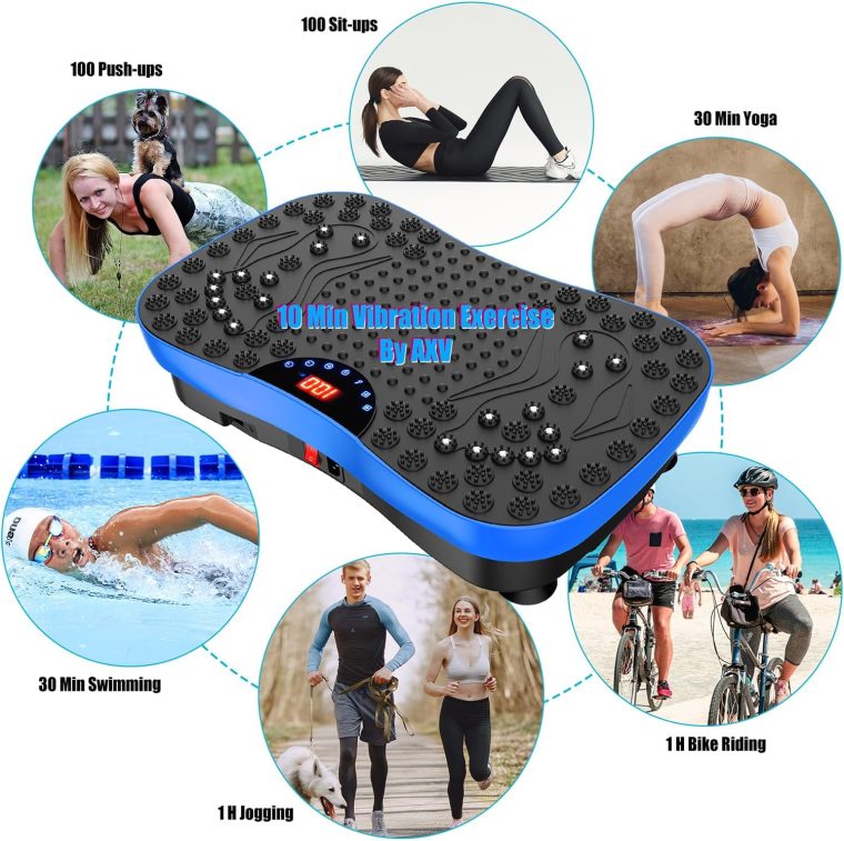 AXV Vibration Plate Exercise Machine Whole Body Workout Portable Mini Vibrate Fitness Platform Lymphatic Drainage Machine for Weight Loss Shaping Toning Wellness Home Gyms Workout (Mini) - Image 2