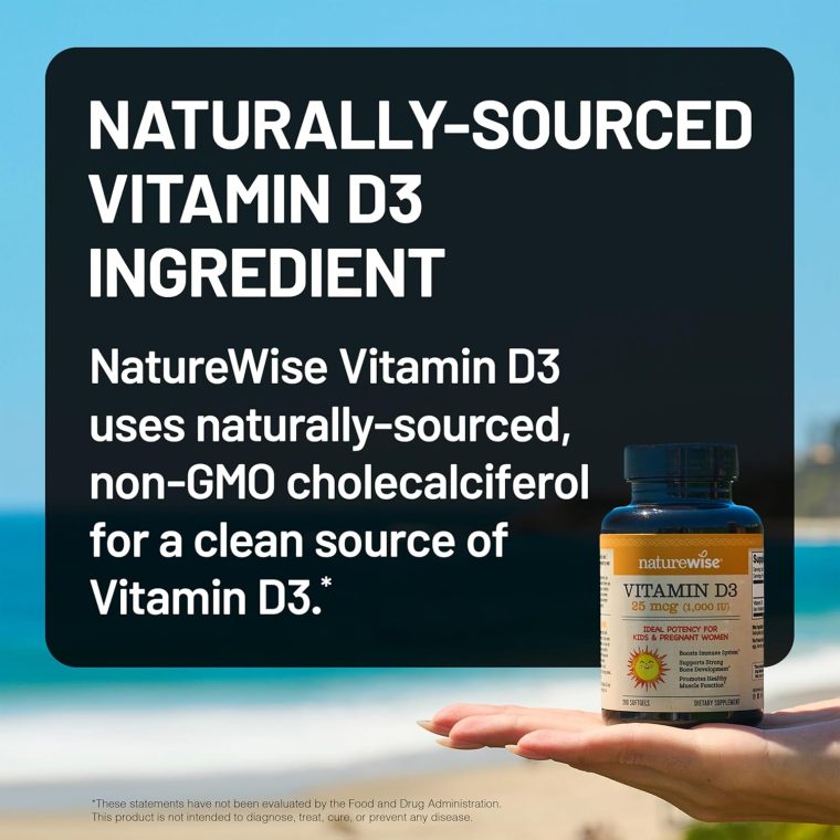 NatureWise Vitamin D3 1000iu (25 mcg) 1-Year Supply for Immune Support, Healthy Muscle Function, and Bone Health - Non-GMO, Gluten Free in Organic Extra Virgin Olive Oil, (Mini Softgel), 360 Count - Image 4