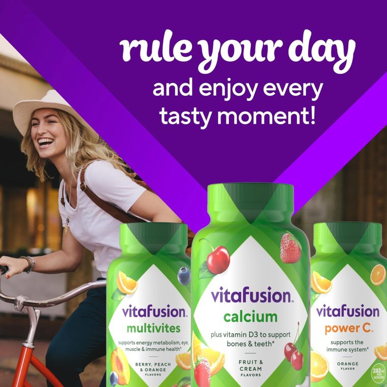 vitafusion Chewable Calcium Gummy Vitamins for Bone and Teeth Support, Calcium Gummies, Fruit and Cream Flavor, 100 Count, 50 Day Supply - Image 9