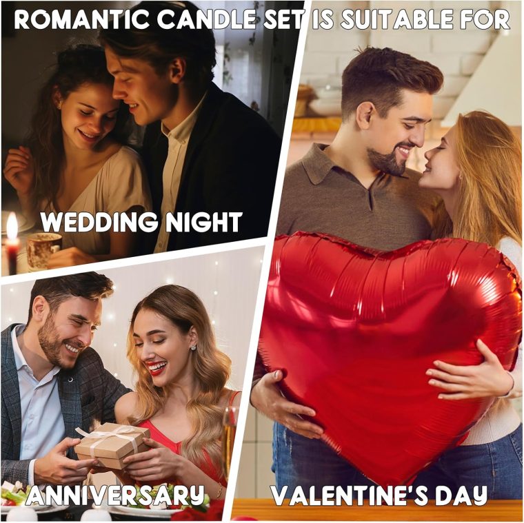 Valentine's Day 4 Pcs Low Temperature Candles Glitter Pink Peony Flower Home Scented Candle Kit Pure Natural Soybean Oil Candle Aromatherapy Romantic Wax Play Candle for Lovers Couples - Image 7
