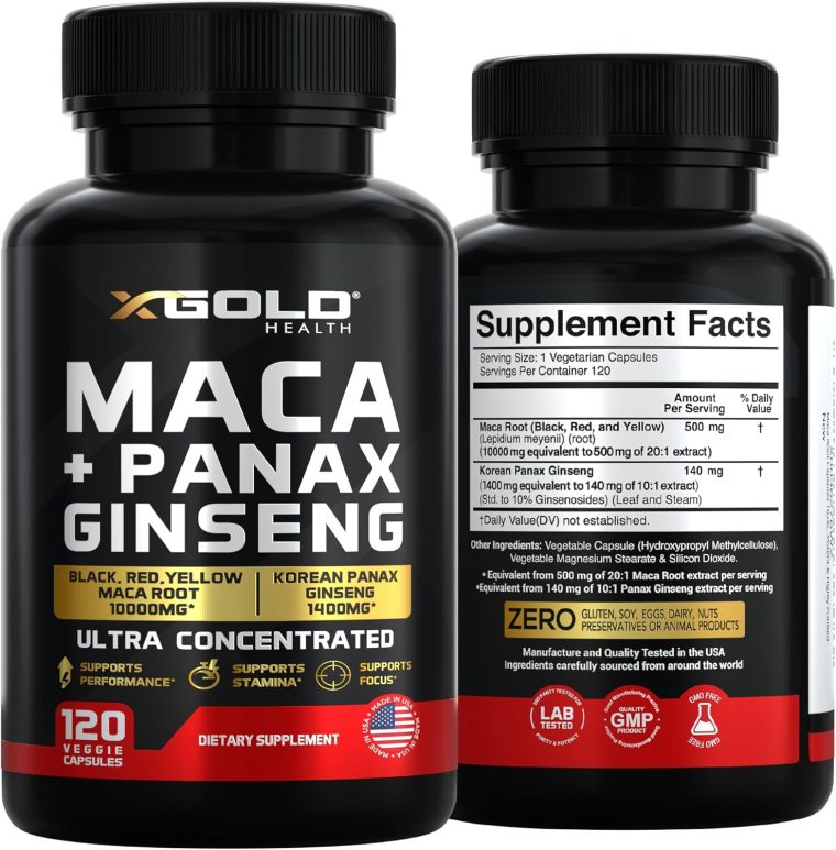 Maca Root Capsules 10,000mg + Korean Panax Ginseng 1,400mg - 20x Concentrated Extract Black + Red + Yellow Maca Root, 10x Concentrated Extract Panax Ginseng Capsules - Ultra Potent & Highly Purified - Image 7