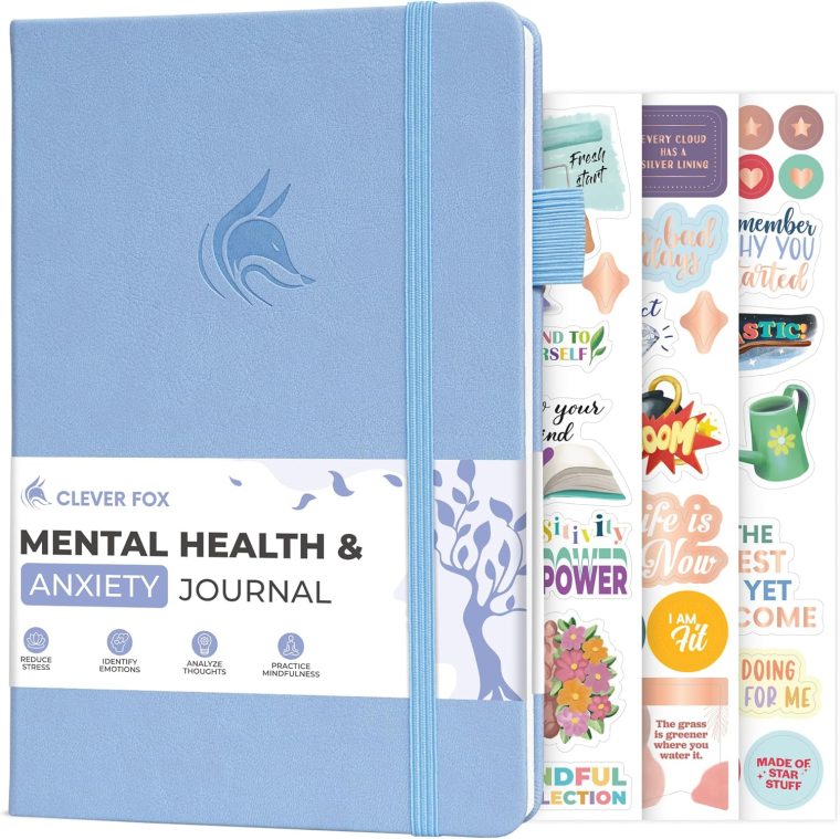 Clever Fox Mental Health & Anxiety Journal – Guided CBT Journal with Prompts for Self Help & Stress Relief – Mood & Emotion Tracker (Periwinkle)