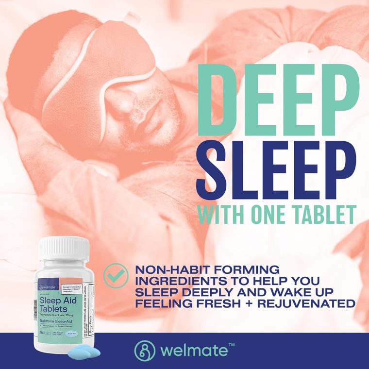 WELMATE | Nighttime Sleep Aid | Doxylamine Succinate 25 mg | for Adults & Children 12+ | 200 Tablets - Image 3