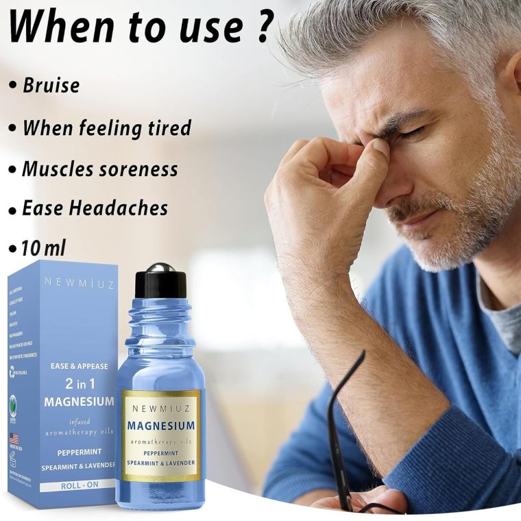Migraine Roll on Stick Headache Magnesium Arnica Montana Oil Peppermint Eucalyptus Lavender Spearmint Essential Oil Stress Relief Gifts for Women - Image 2
