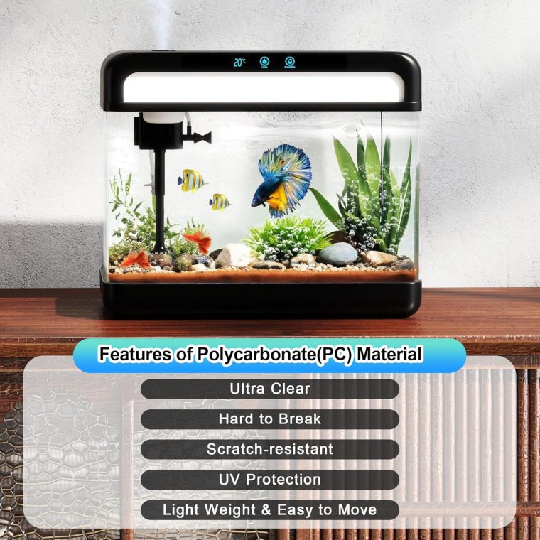 Fish Tank Aquarium 3 Gallon, Smart Aquarium Kits - Silent Water Pump,Self Cleaning System,7 Color Lights,Temperature Display, Aromatherapy, Advanced Filtration - Image 6