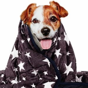 LaSyL Weighted Blanket for Pets | Thunder Blanket for Dogs Anxiety | Premium Soft Minky | Relaxation & Calming & Anti Anxiety | Blue Grey Star, Washable Large 40" L x 47" W