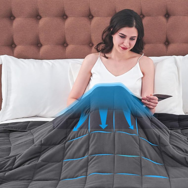 yescool Weighted Blanket for Adults (20 lbs, 60” x 80”, Grey) Cooling Heavy Blanket for Sleeping Perfect for 190-210 lbs, Queen Size Breathable Blanket with Premium Glass Bead, Machine Washable - Image 8