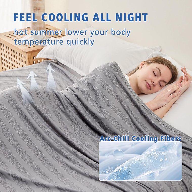 EMME Cooling Blankets for Hot Sleepers, Summer Blanket 60"x80" for Bed, Thin Lightweight Throw Blanket for Couch, Double-Sided Keep Body Cool, Grey Cold Sheet Night Sweats - Image 7