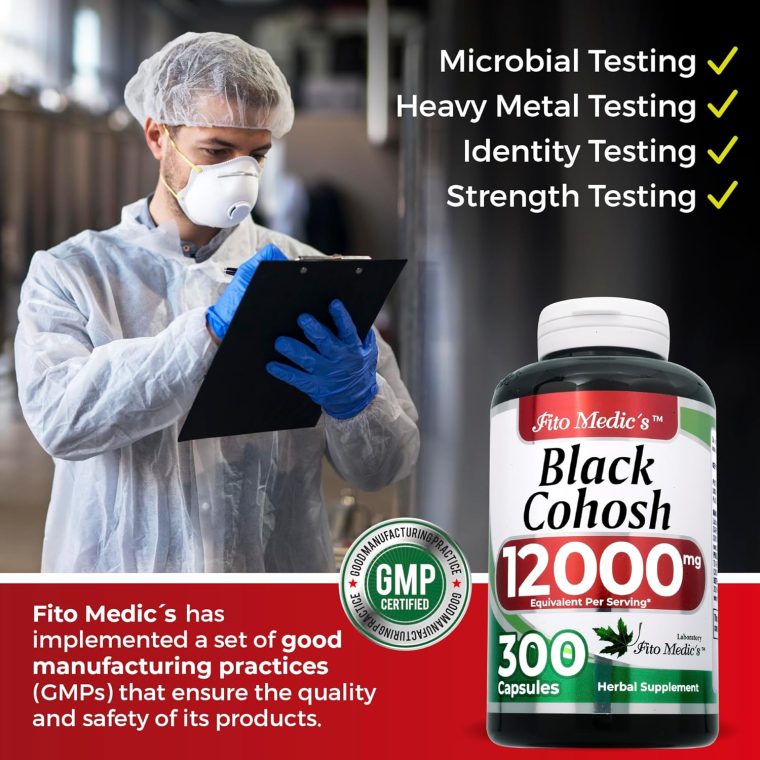 FITO MEDIC'S Black Cohosh Root Extract 12000 mg Equivalent, Herbal Supplement for Women, 300 Capsules - Image 6