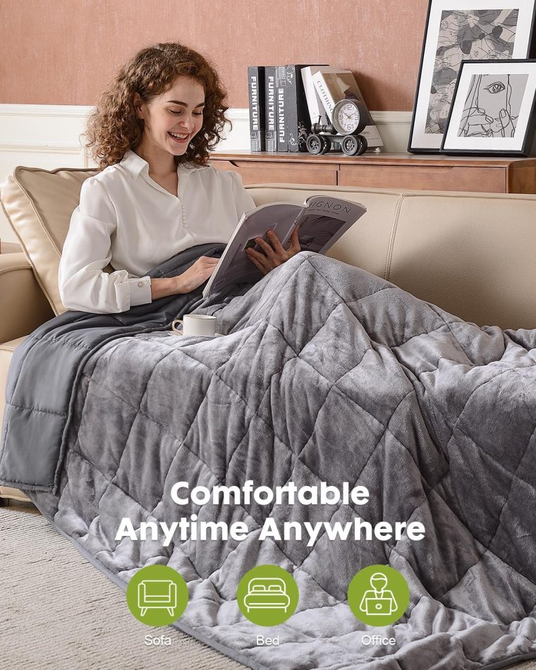 Uttermara Weighted Blanket 15 pounds Twin Size, Cooling and Warm Heavy Blanket for Adults All-Season with Warm Flannel and Cold Brushed Fabric Soft Breathable, 48"x72" Dark Grey - Image 7
