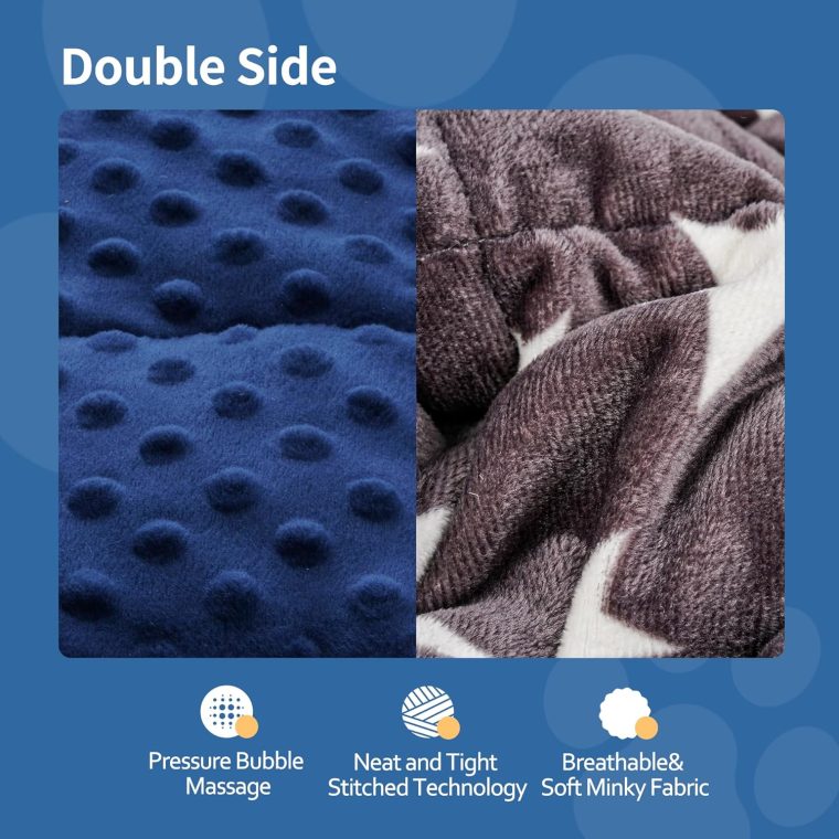 LaSyL Weighted Blanket for Pets | Thunder Blanket for Dogs Anxiety | Premium Soft Minky | Relaxation & Calming & Anti Anxiety | Blue Grey Star, Washable Large 40" L x 47" W - Image 4