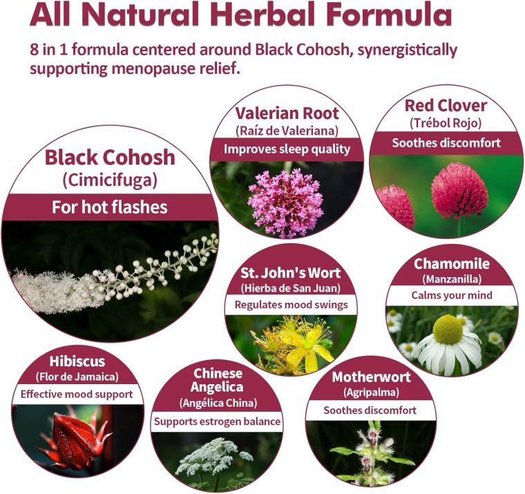 Black Cohosh Menopause Support Drops, Phytoestrogen Supplements W/Red Clover, Motherwort & St. John's Wort Extract for Hot Flashes, Night Sweats & Comfort. Cimicifuga para Menopausia. 2oz - Image 5