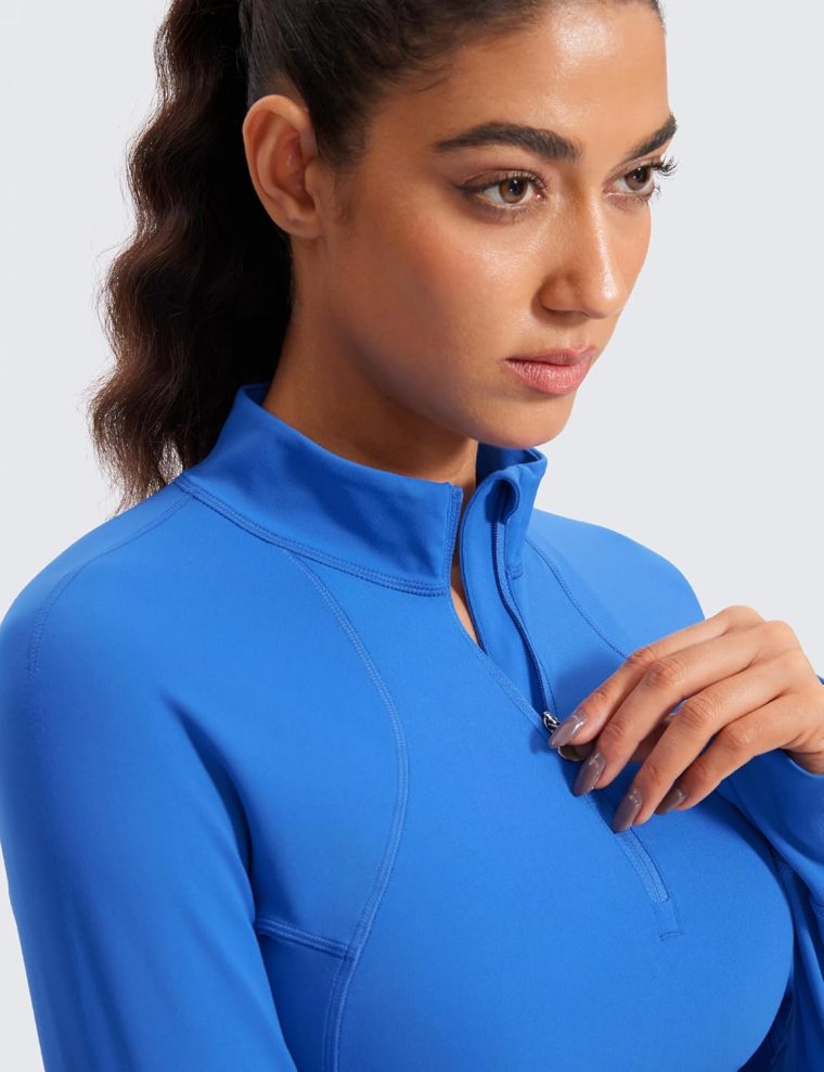 CRZ YOGA Women's Butterluxe Long Sleeve Workout Shirts Half Quarter Zip Athletic Tops Crop Collared T-Shirt - Image 4