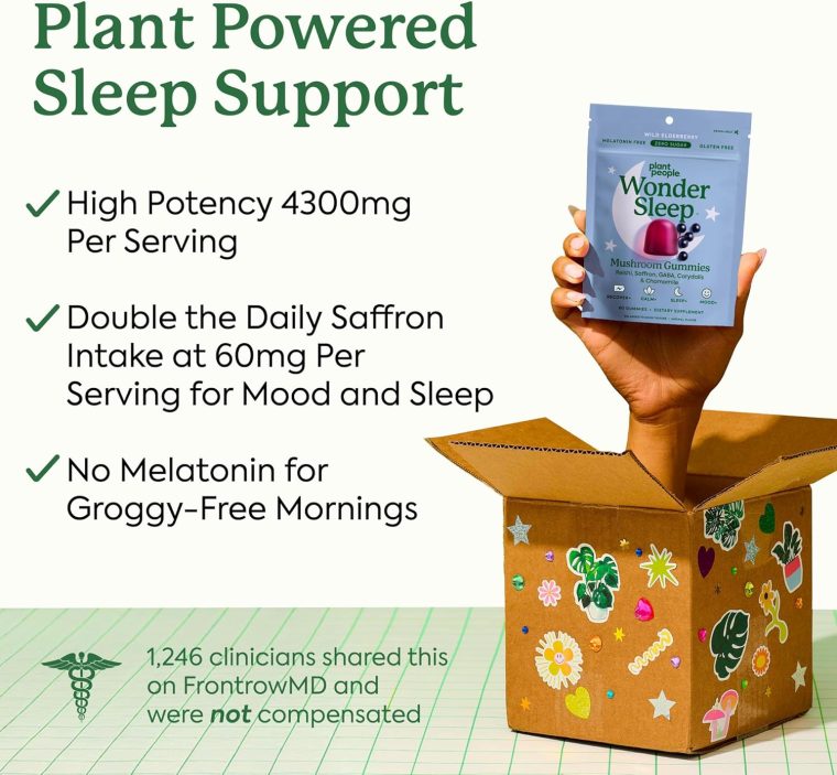Plant People WonderSleep Mushroom Gummies Supplement for Sleep and Relaxation with Reishi Super Mushrooms, Wild Elderberry Flavor, No Sugar (60 Count) - Image 4