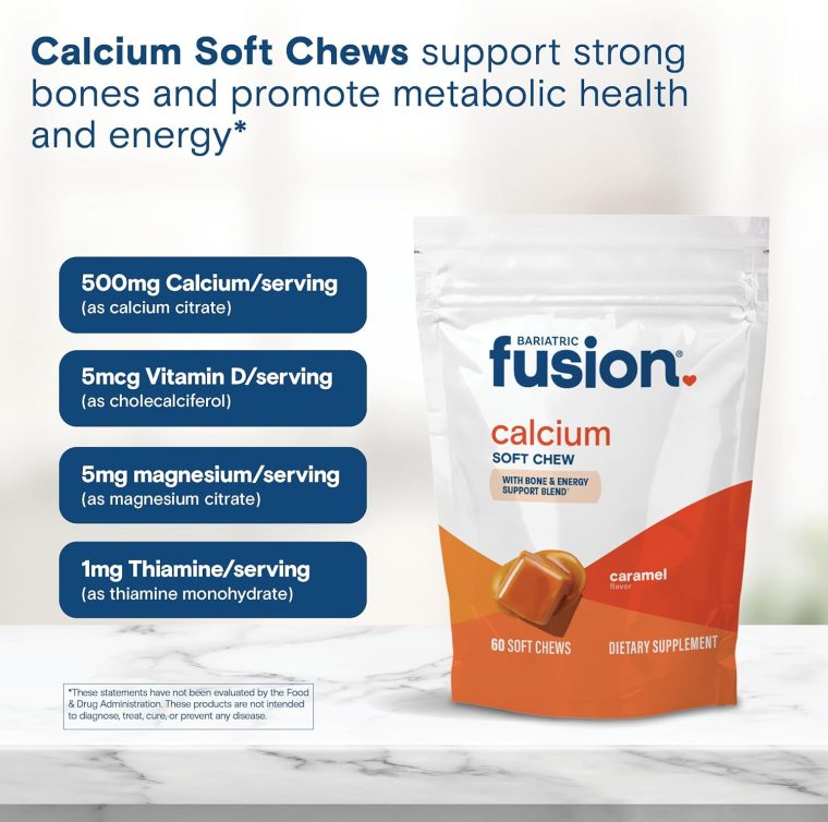 Bariatric Fusion Bariatric Calcium Chews | Calcium Citrate with Vitamin D3 Calcium Supplement Bariatric Vitamin | Sugar Free Calcium Citrate Chewable | Calcium Citrate 500mg | Caramel | 60 Count - Image 5