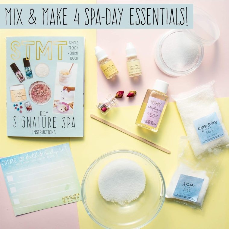 STMT DIY Signature Spa Set by Horizon Group USA, Mix & Make Your Own Spa Supplies with Salt Scrubs, Fragrances & Shimmer Lotions. Multicolored - Image 3