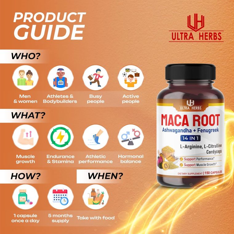 Peruana Maca Root Black, Red, Yellow | Maca Root Capsules Enhanced with Ginseng, Ashwagandha, Fenugreek | Support Stamina, Performance & Mood | 150 Capsules - Image 5