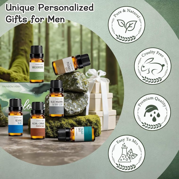 RAINBOW ABBY Cologne Oils for Men, Men Scents Fragrance Oil Aromatherapy Essential Oils Kit for Diffuser- Luxe Empire,Polished Gent,Revive Blue,BlackBerry & Bay Leaf, Royal Citrus Mystique,Wilderness - Image 2
