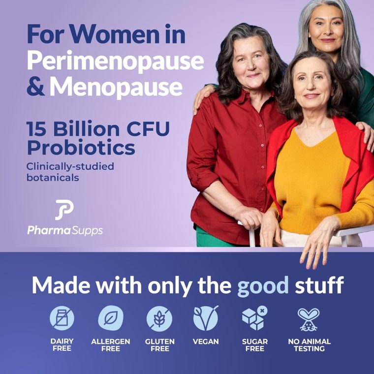 Natural Menopause Supplements for Women - Perimenopause Supplements for Hormonal Balance, Bloating & Mood Swings | Hot Flashes Menopause Relief w/Probiotics & Prebiotics, Black Cohosh & Chasteberry - Image 4