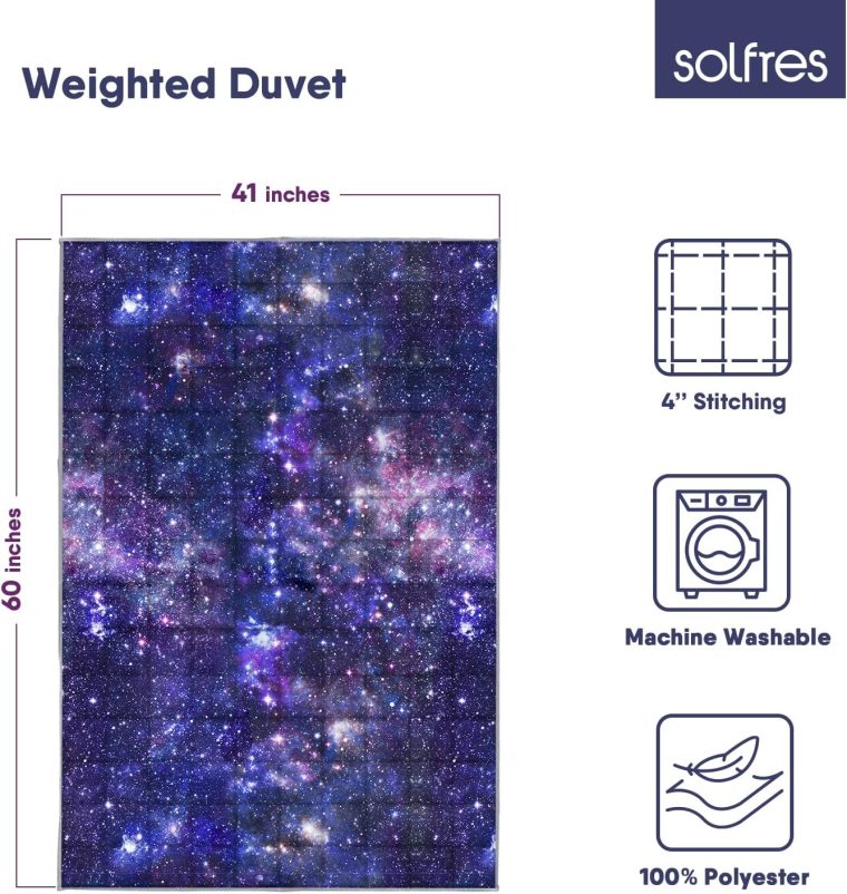 Solfres 7lbs Weighted Blanket, 41 x 60 Inches, Printing Heavy Blanket 7 Pounds for Children and Teens Ultra Soft and Cozy, Stars, Sensory Items, Universe Galaxy - Image 3