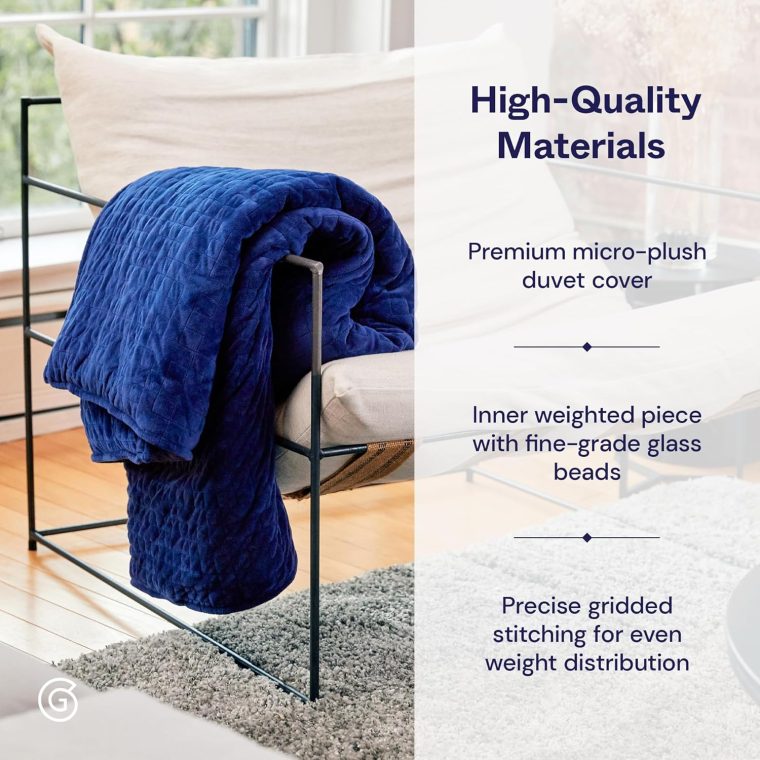 Weighted Blankets for Adults, 35lbs Navy (90" x 90", Queen/King) - Heavy Comfort Cotton Blanket with Glass Beads - Utra-Soft Premium Breathable Microfiber Duvet Cover - Machine Washable - Image 4