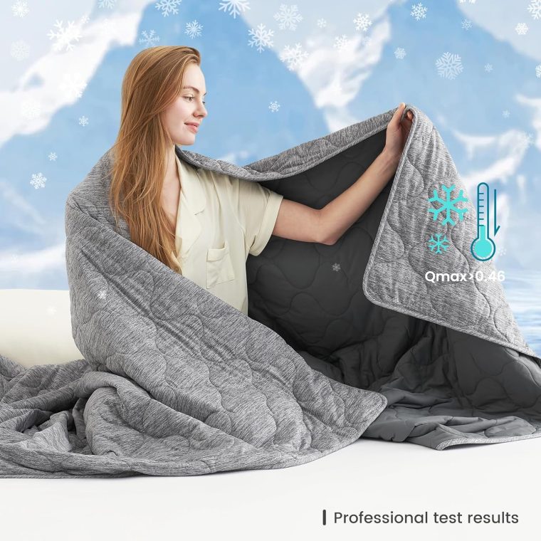 Cozy Bliss Double Side Cooling Blanket for Hot Sleepers, Q-Max>0.46 Lightweight Soft Breathable All Seasons Cooling Throw for Night Sweats (Charcoal Grey, 80"x90") - Image 6