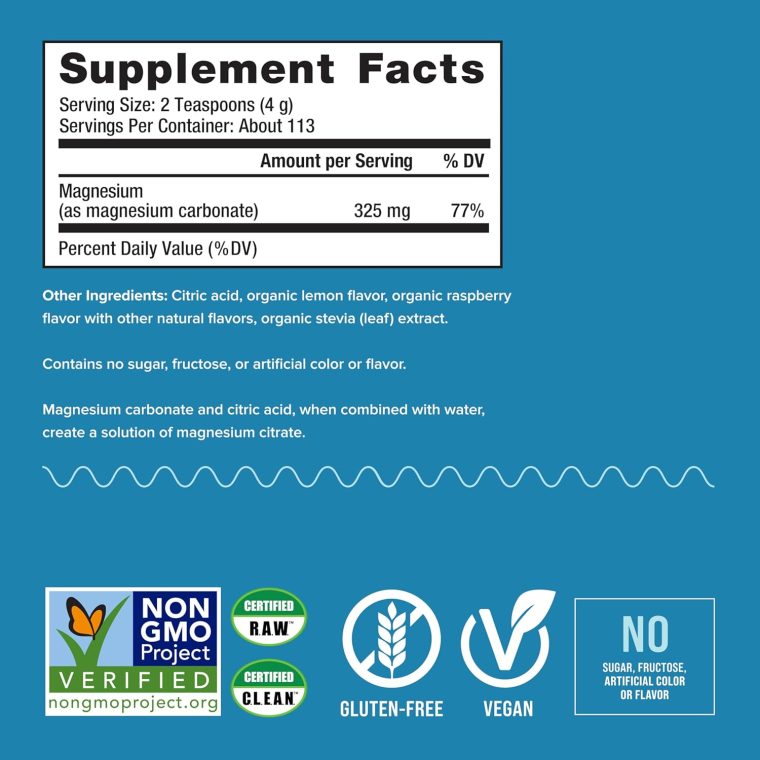 Natural Vitality Calm, Magnesium Citrate Supplement, Anti-Stress Drink Mix Powder, Gluten Free, Vegan, & Non-GMO, Raspberry Lemon, 16 oz - Image 3
