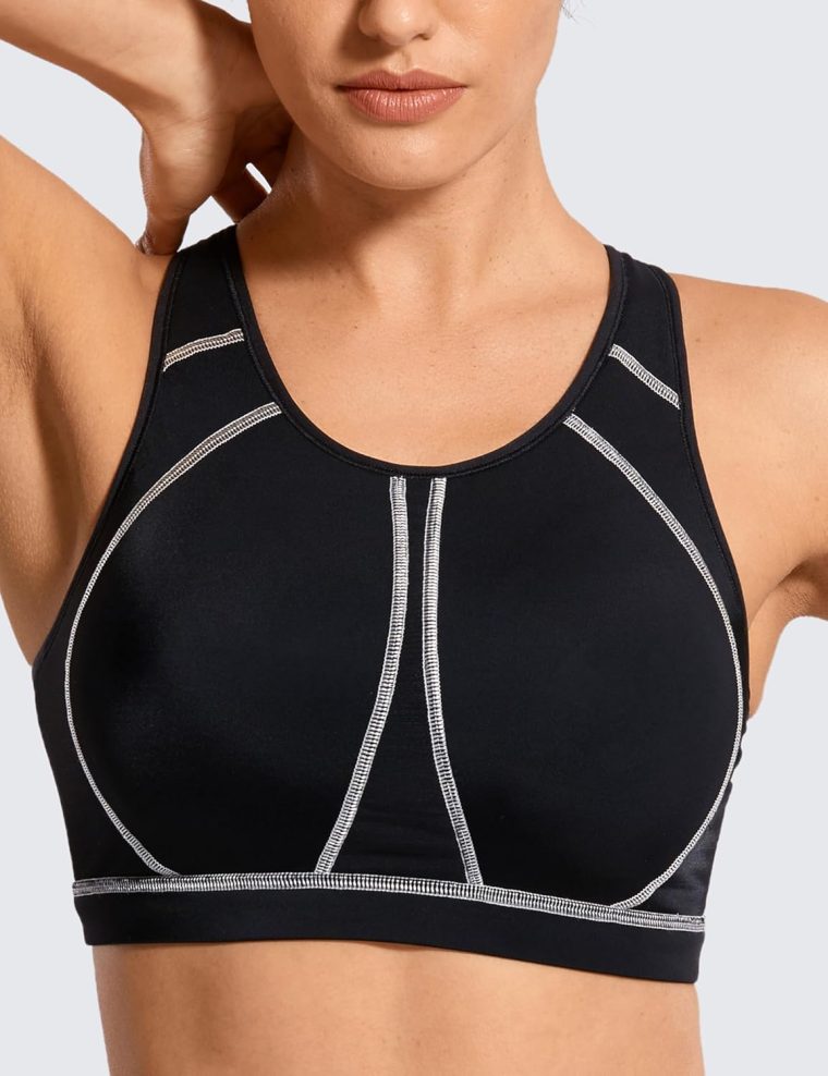 SYROKAN Full Coverage Plus Size Sports Bras for Women High Support Racerback Padded Bras for Women No Underwire - Image 3