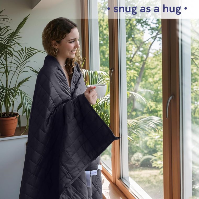 YnM 15lbs Weighted Blanket for Adults, Breathable Heavy Bed Throw Blanket with Cooling Glass Beads for All Season Use, Ideal for ~140lbs (48x72 Inches, Twin/Full, Dark Grey) - Image 4